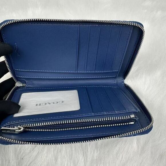 Coach Medium Id Zip Wallet With Quilting In Denim & Leather CAP29 NWT - Picture 6 of 7